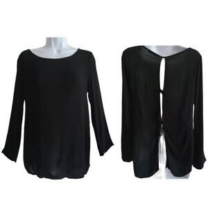 FREEBIRD‎ Open Back Tie Black Rayon Tunic Top BWJ-G5762 Women's Size XS/Small